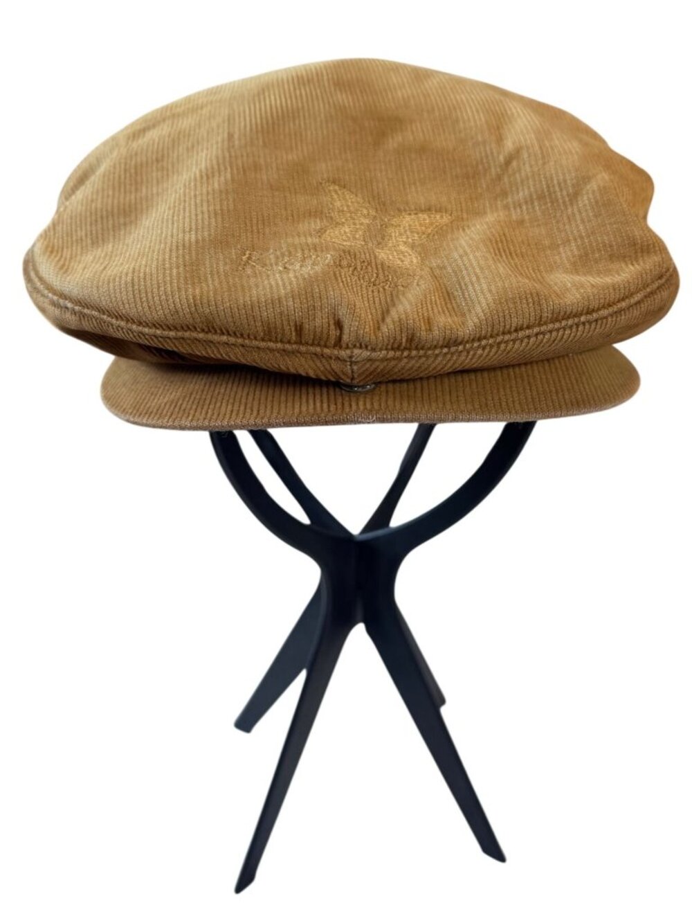 Vintage Duckster Kapalua Golf Cap Tan Corduroy Newsboy Hat Butterfly Logo